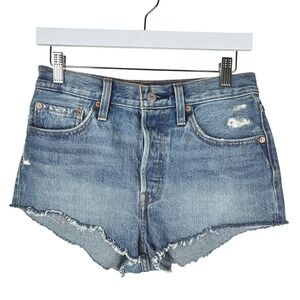 Levi's 501 High Rise Denim Cutoff W27 Button Fly Frayed Hem vintage wash Shorts‎